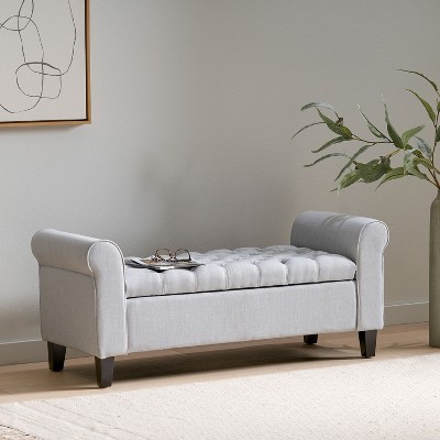 NicBex 50 Inch Storage Ottoman,Rectangle Entryway Bench with Rolled Arms for Bedroom and Living Room