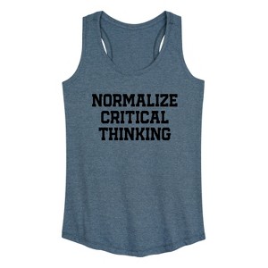 Women's - Instant Message - Normalize Critical Thinking Graphic Racerback Tank - 1 of 4
