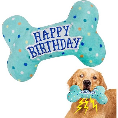 Prime Pets Dog Birthday Toys, Plush Dog Squeaky Toys, Stuffed Puppy Chew Toy for Small Medium Large Dogs, Bone Pet Toy
