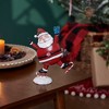Primitives By Kathy 7.75 In Skating Santa Figurine Peppermint Ice Present Santa Figurines - 3 of 3