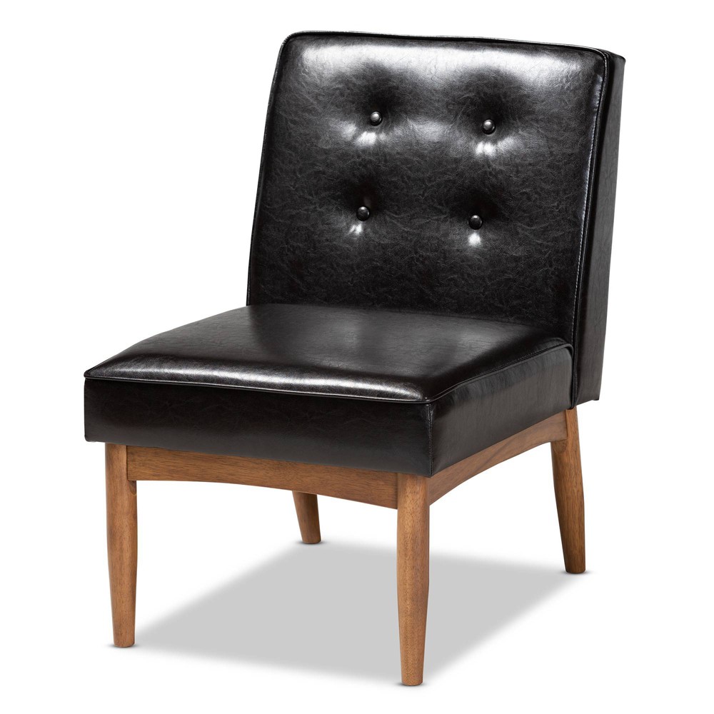 Photos - Chair Arvid Faux Leather Upholstered Wood Dining  Dark Brown/Walnut - Baxto