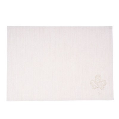 Neutral Beige Cotton Maple Leaf Embellished Placemats Set of 6
