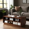 Mshliw 47.2" Rectangle Coffee Table with 4 Drawers and 2 Open Shelves, Dining Table, Sofa Table, Glass Front Accent Table for Living Room Storage - 2 of 4