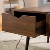 Saracina Home Tapered Leg Mid-Century Modern Storage Coffee Table Glass/Dark Walnut: Laminated MDF, Metal Frame, Fixed & Open Shelves - 4 of 4