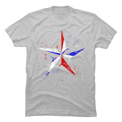 Men's Design By Humans American Flag Nautical Star - Grunge By Mel00 T-Shirt