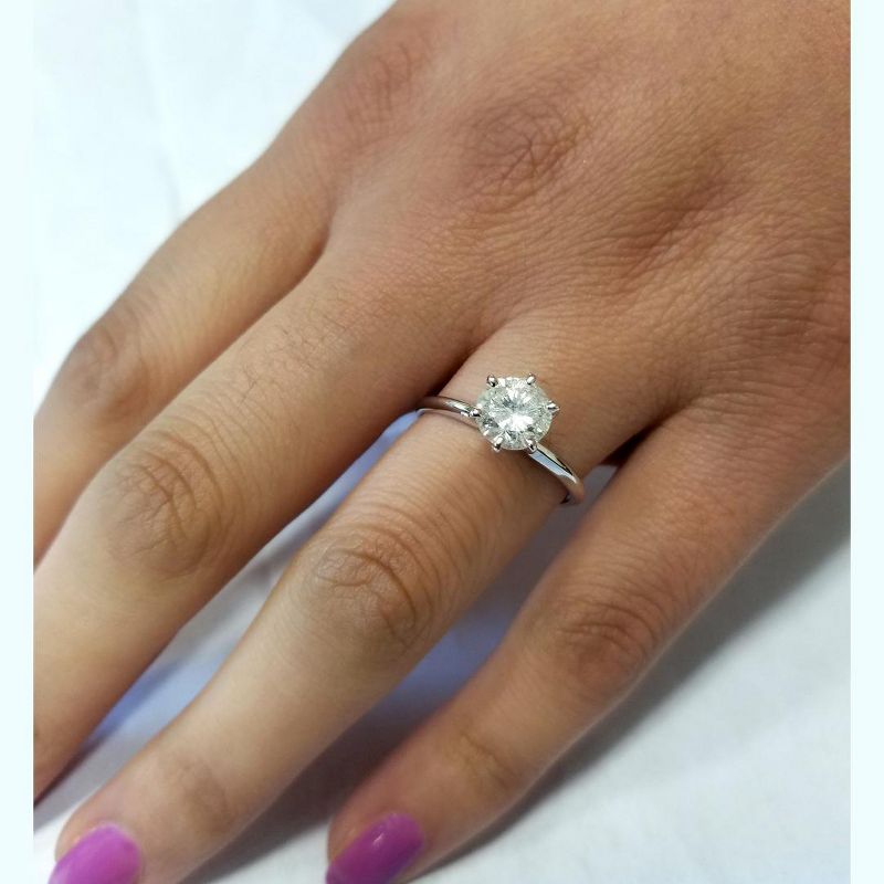 Pompeii3 1/2ct Round Solitaire Diamond Engagement Ring 14k White Gold Enhanced, 3 of 5