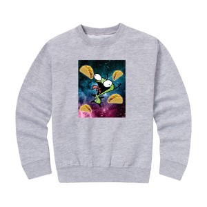 Boys' - Invader ZIM - ZIM and GIR Graphic Long Sleeve Fleece Sweatshirt - 1 of 4