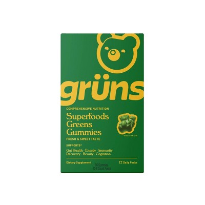 Gruns Adult Low Sugar Superfoods Greens Gummies - 96ct/12 Servings