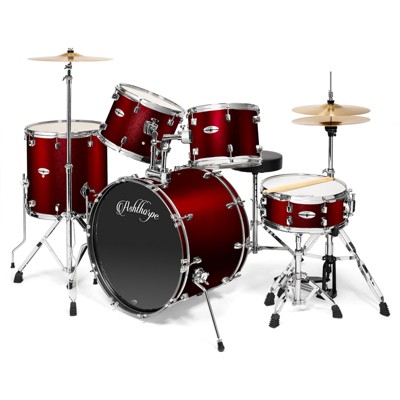 Ashthorpe 5-Piece Professional Adult Drum Set with Remo Drumheads and Premium Brass Cymbals