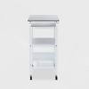 Hennington Kitchen Cart with Stainless Steel Top White - Boraam: Modern Design, Pine Frame, 2 Shelves, 1 Drawer - 2 of 4
