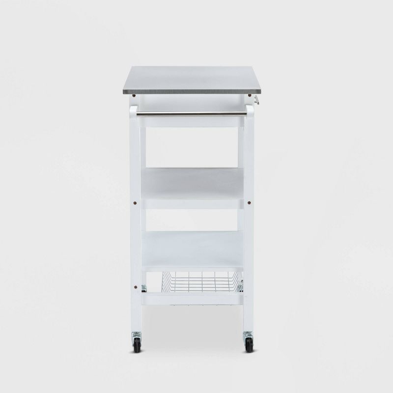 Hennington Kitchen Cart with Stainless Steel Top White - Boraam, 3 of 14