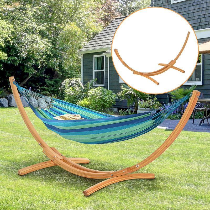 Outsunny 128" Wooden Hammock Stand Universal Garden Picnic Camp Accessories, 264lbs, 3 of 8