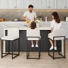 2-Piece Faux Leather Bar Stools Set – 24.8" Counter Height Kitchen Island Stools with Backrest, Black/White/Cream Options - 4 of 4