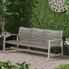 3-Person Outdoor Wicker Woven Patio Sofa,Lounge Sofa with Slatted Acacia Wood Arms,Modern Wooden Sofa for Deck or Backyard-Coolbibila - 3 of 4