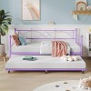 Twin Size Daybed with Trundle - Metal Daybed Frame with Steel Slats, Headboard & Roll-Out Bed, Space-Saving Sleeper Sofa - 2 of 4