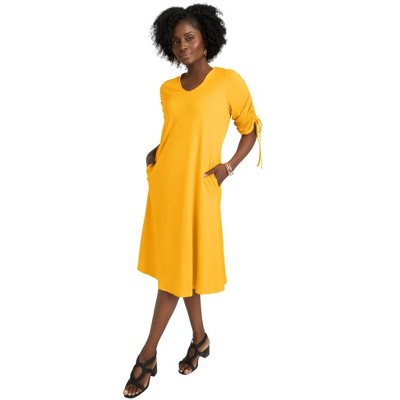 Jessica London Women's Plus Size Tie Sleeve Midi Dress