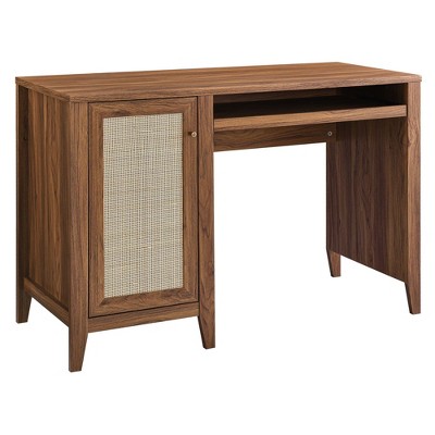 Modway Soma 47 Inch Office Desk – Mid-Century Writing Desk with Storage Drawer and Walnut Wood Grain Finish