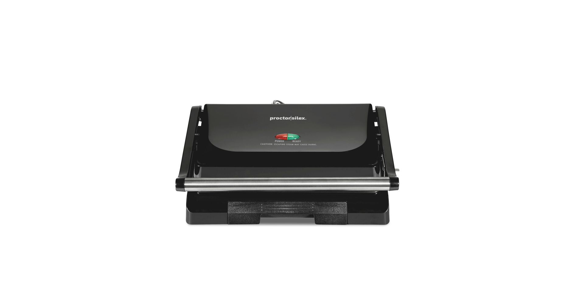 Proctor Silex Panini/Grill: Indoor Nonstick Metal Grill, 1000W, Hand Wash, Black, 1-Year Warranty