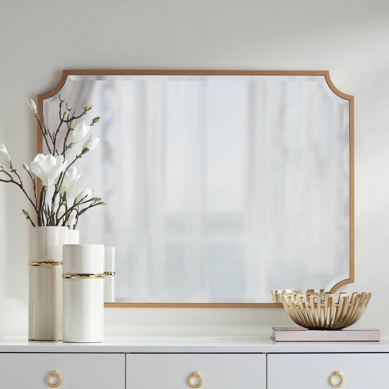 Noble Park Jacinda Rectangular Vanity Decorative Wall Mirror Modern Beveled Rounded Cut Edge Gold Frame 30" Wide for Bathroom Bedroom Living Room Home, 2 of 10