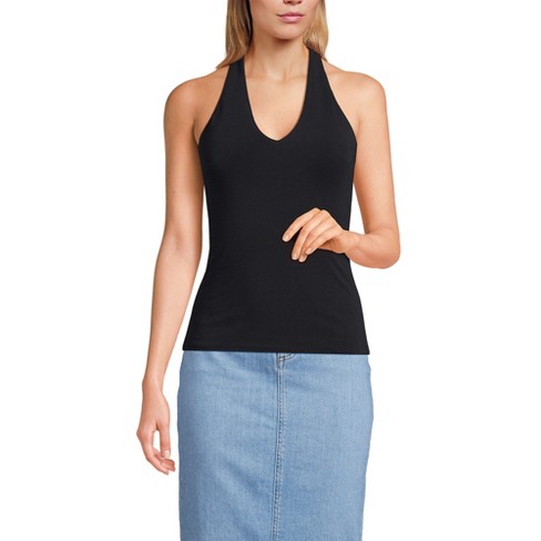 Lands' End Women's Slender Halter Top - Large - Black : Target