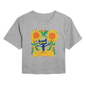 Women's - Pete the Cat - Groovy Frame Cropped Graphic T-Shirt - 1 of 4