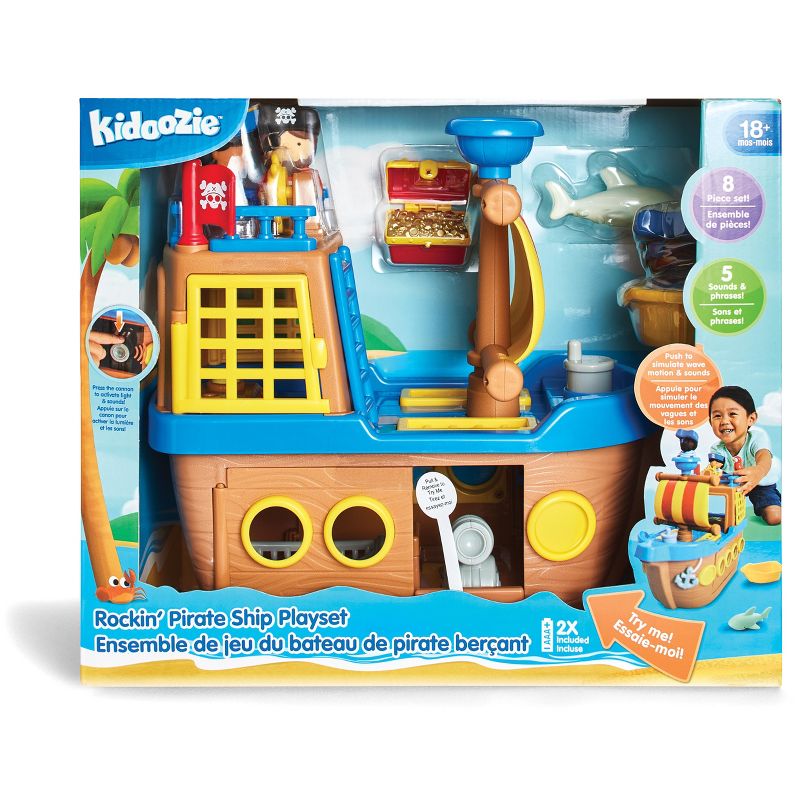 Kidoozie Rockin' Pirate Ship Playset, Interactive Push-Along Pirate Ship Toy with 3 Figures, Ages 18 months and up, 4 of 8