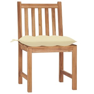 vidaXL Solid Teak Wood Patio Chairs - Versatile Outdoor and Indoor Furniture - Comes with Cream White Cushions - Weather-Resistant - Set of 2 - 1 of 4