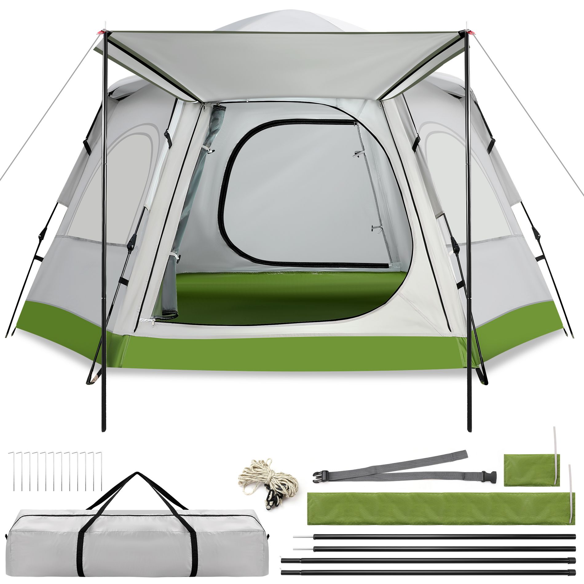 SUGIFT Waterproof Instant Camping Tent - 4 Person Easy Quick Setup Dome Family Tents for Camping, Beach tent