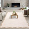 Modern Scalloped Living Room Rugs, Washable Solid Soft Bedroom Carpet Non Slip, Indoor Contemporary Home Decor Rugs - 3 of 4