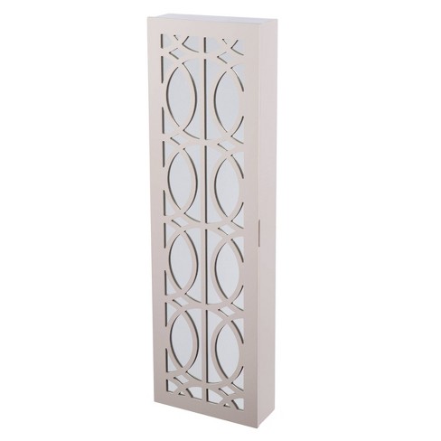 Mechulm Wall Mount Jewelry Armoire Gray, Mounted Jewelry Armoire