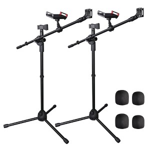 Yescom 2 Pack Microphone Boom Arm Stand Adjustable Tripod W/ Phone Holder Dual Mic Clip Dual Mic Clips+Phone Holder - 1 of 4
