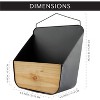 AuldHome Design Wood and Black Metal Wall Pockets 2pk; Boho Farmhouse Decor Vases/Greenery Wall Planters/Baskets/Pocket Shelves - 3 of 4