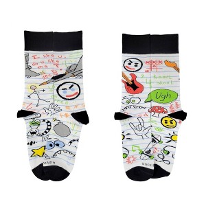 School Notebook Nostalgia Doodle Socks from the Sock Panda (Men's Sizes Adult Large) - 1 of 4