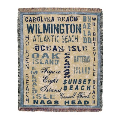 Northlight 60" Rectangular Tapestry Throw Blanket With Fringe Border "North Carolina Shore" Inspired Design