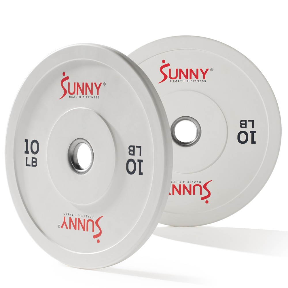 Photos - Barbells & Dumbbells Sunny Health & Fitness Elite Olympic Bumper Weight Plate 2pc 10lbs - White