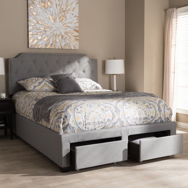Queen Aubrianne Modern and Contemporary Fabric Upholstered Storage Bed Gray - Baxton Studio, 3 of 15