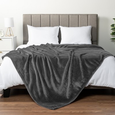 Dark Grey Twin Size Fleece Throw Blanket