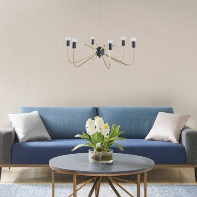 Alexis Two-Tone Antique Brass & Black 6-Light Chandelier