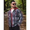 INSPIRE CHIC Men's Quilted Drawstring Hooded Zipper Padded Plaid Jacket - 4 of 4