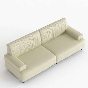 Gaoyangjiaju 86.4 Inch Brown Eco Leather Sofa with Solid Wood Frame and Feet - 1 of 4