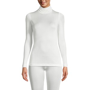 Lands' End Women's Silk Interlock Turtleneck Long Underwear Top - 1 of 4