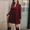 Coolmee Womens Long Sleeve Velvet Dress Fall V Neck Holiday Cocktail Party Mini Dresses for Wedding Guest - 4 of 4