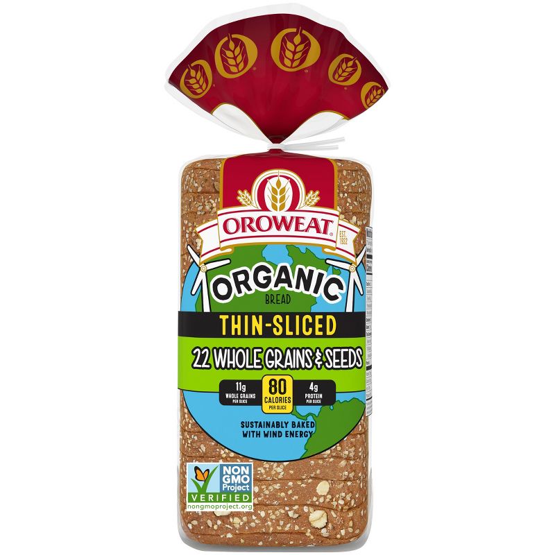 Oroweat Organic Thin Sliced 22 Grains &#38; Seeds - 20oz, 1 of 13