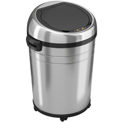 iTouchless Rolling Sensor Kitchen Trash Can with Wheels and AbsorbX Odor Filter 18 Gallon Silver Stainless Steel