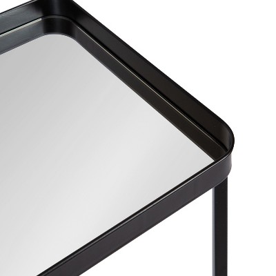 Celia 26'' Black Metal and Mirrored Glass Modern Side Table