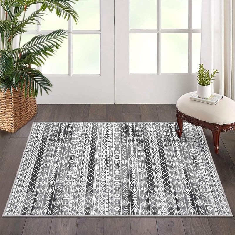 Whizmax Moroccan Geometric Area Rug, Non-Shedding,Stain-Resistant Non-Slip Foldable Indoor Mat,Grey, 3 of 6