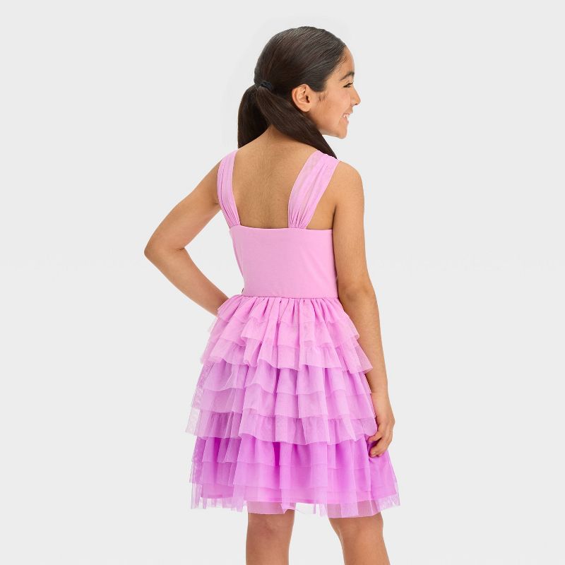 Girls&#39; Sleeveless Ombre Sequin Tiered Dress - Cat &#38; Jack&#8482; Lavender, 3 of 5