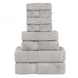 Chevron Zero Twist Cotton Solid and Jacquard Hand Towel Set of 6 by Blue Nile Mills - 1 of 4