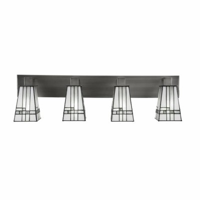 Toltec Lighting Apollo 4 - Light Vanity in  Graphite with 5" Square New Deco Art Glass Shade