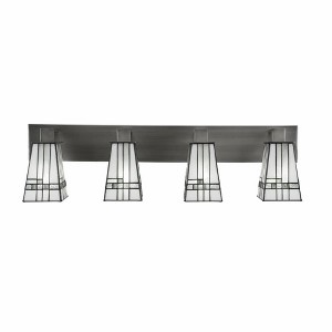 Toltec Lighting Apollo 4 - Light Vanity in  Graphite with 5" Square New Deco Art Glass Shade - 1 of 1